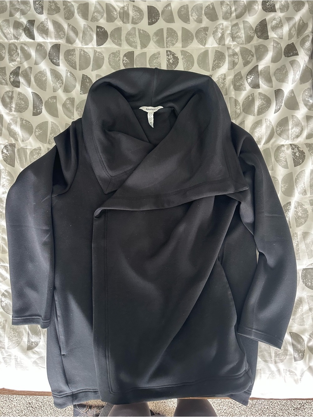 SPANX Black Folded Collar Coat